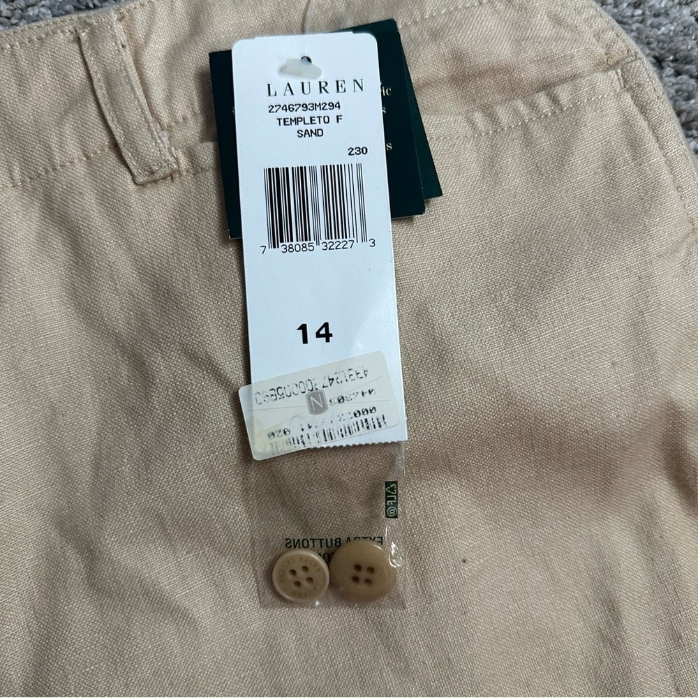 Lauren Ralph Lauren linen & cotton pants 14 sand beige tan khaki coastal career - Picture 4 of 9